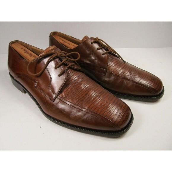 Johnston & Murphy Brown Leather Fancy Bike Toe Oxfords Mens Size US 9.5 M - Picture 1 of 11